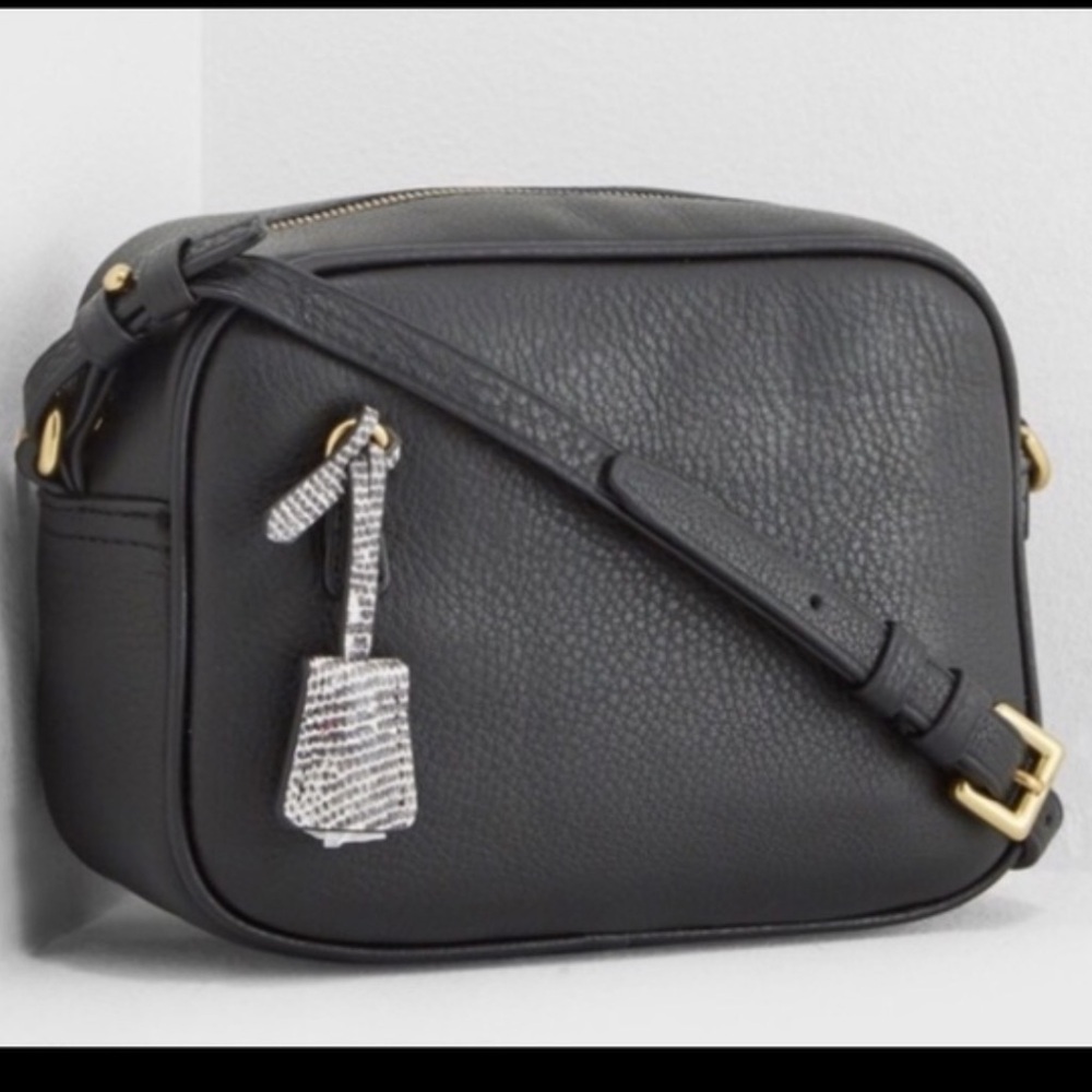 J.Crew signet black leather crossbody bag